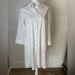 MSK Classic White Long Sleeve Button Down Dress size small